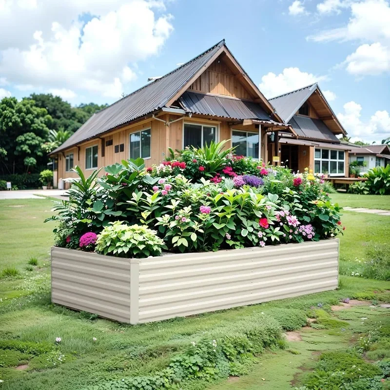 

-Raised Garden Bed 8×4×1.5FT, Galvanized Raised Garden Beds Outdoor For Vegetables Flowers Herbs, Large Deep Root Planter Box
