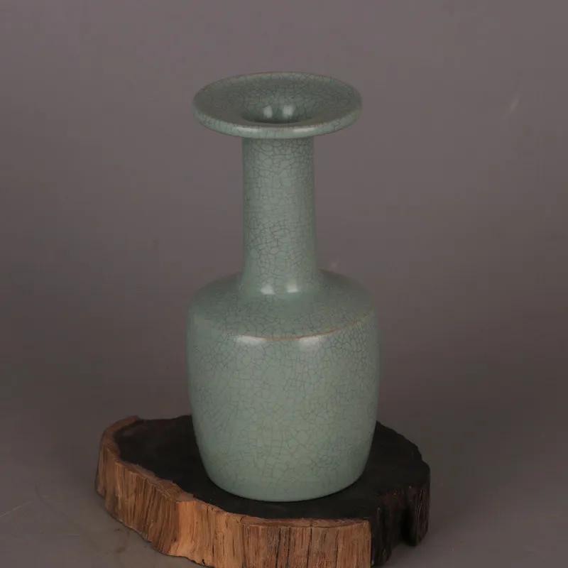 Song Dynasty Style Ru Ware Green Glaze Crackle Club Vase Antique Replica Porcelain Home Collection