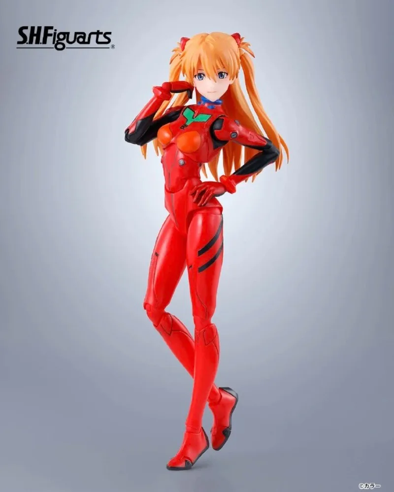 Bandai Original SHF Evangelion Shikinami Asuka Langley Ayanami Rei Anime Figure Joint Action Figures Collectibles Robot Toy Gift