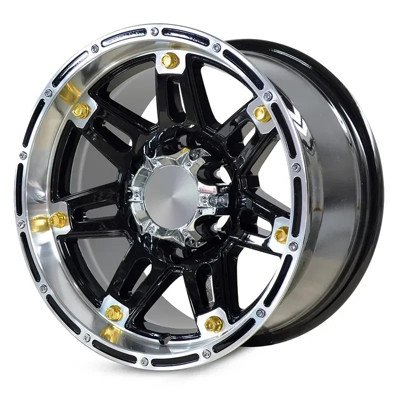 Off-road Car Wheels Black Color 15 16 Inch 5 6 Holes Aluminium Luxury Multi Spokes 4x4 Wholesale Cast Rims For SUV