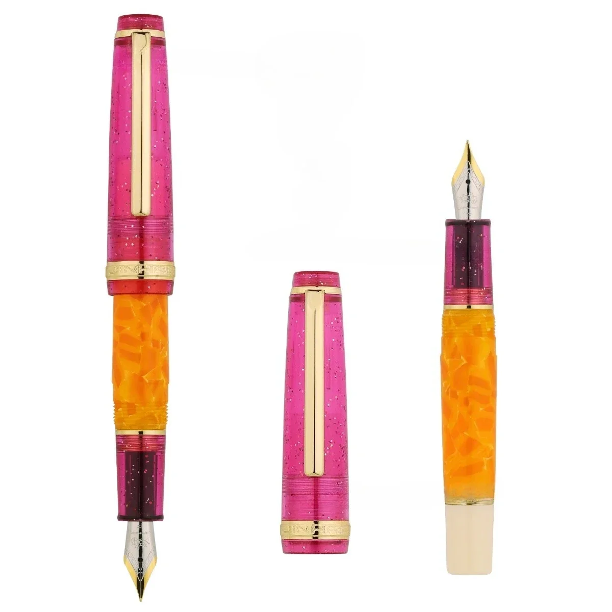 Hot Jinhao 82 MINI Limited Fountain Pen Customized Sakura Peacock Blue Acrylic EF/F/M/Bent Nib Golden Trim And Converter Writing