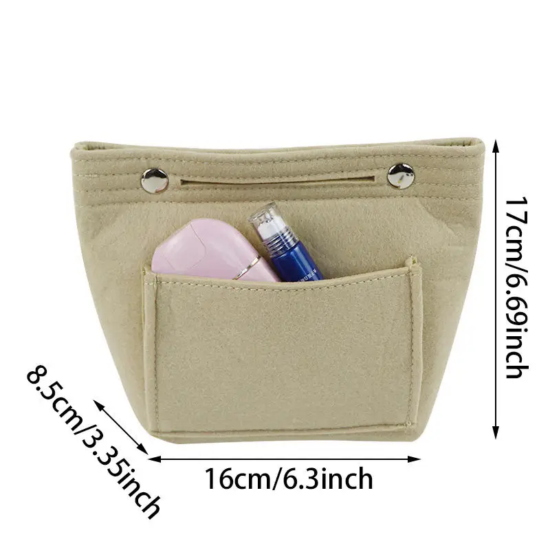 حقائب مكياج نسائية لمستحضرات التجميل، حقيبة إدراج من اللباد، منظم محفظة اللباد - حقيبة بطانة داخلية لحقائب الكتف وحقائب اليد وحقائب اليد
