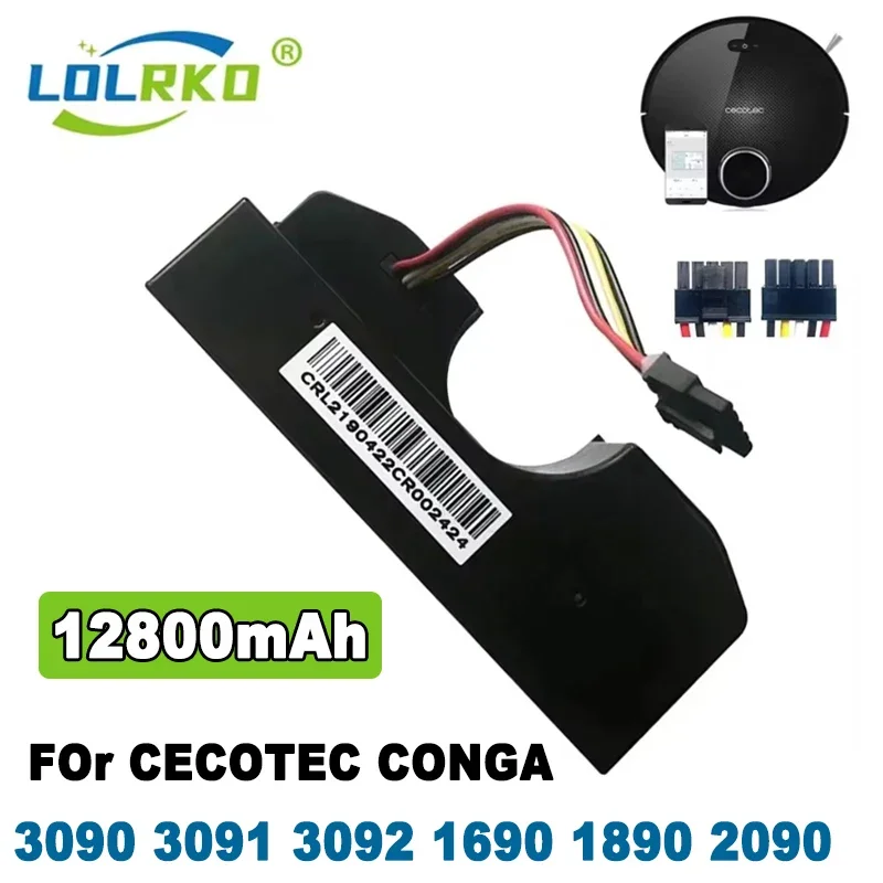 Original 12800mAh Battery Pack for CECOTEC CONGA 3090 CONGA 3091 CONGA 3092 Fits 05173 6800mAh / 44.40Wh 14.8V Li-ion