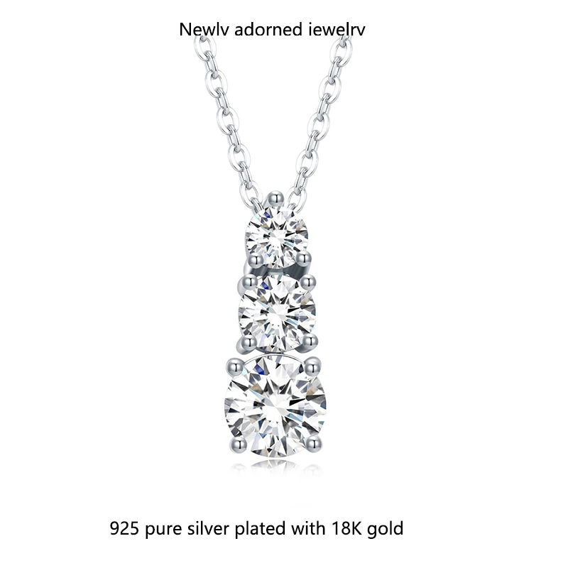 

New popular export item: irregular-shaped Three Life Stones pendant with geometric round-cut moissanite setting, personalized la