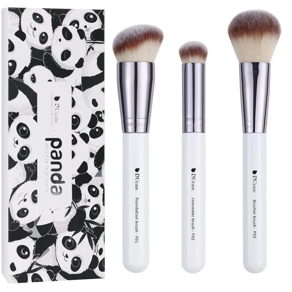 แปรงแต่งหน้า 3 ชิ้น Foundation Contour Bronzer แปรง,คอนซีลเลอร์แปรง,Blusher แปรงแป้ง, face Kabuki Travel Buffing Stippling