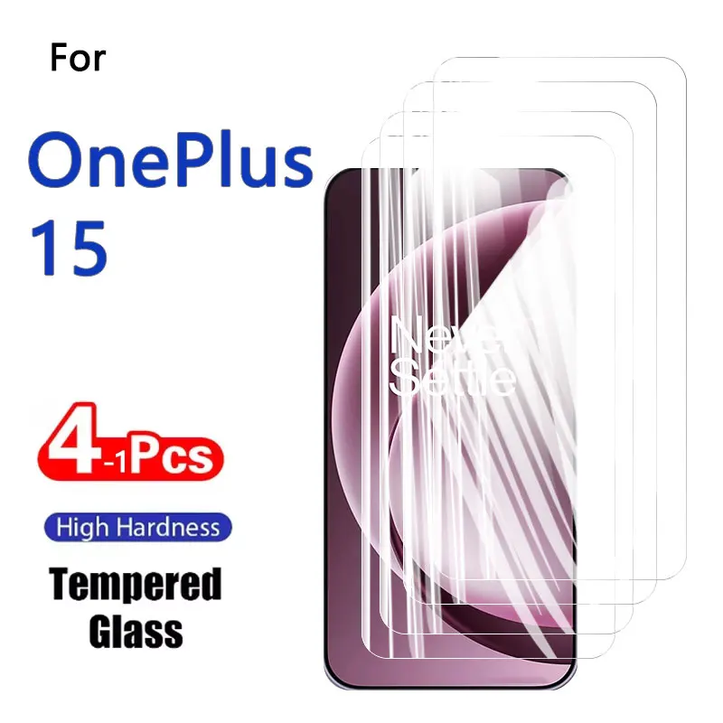 1–4 Stück HD-Displayschutzfolien für OnePlus 15, 6,78 Zoll, gehärtetes Glas, Kristall, 9H, hohes Aluminium, kratzfestes Gehäuse, freundlicher Fingerabdruck