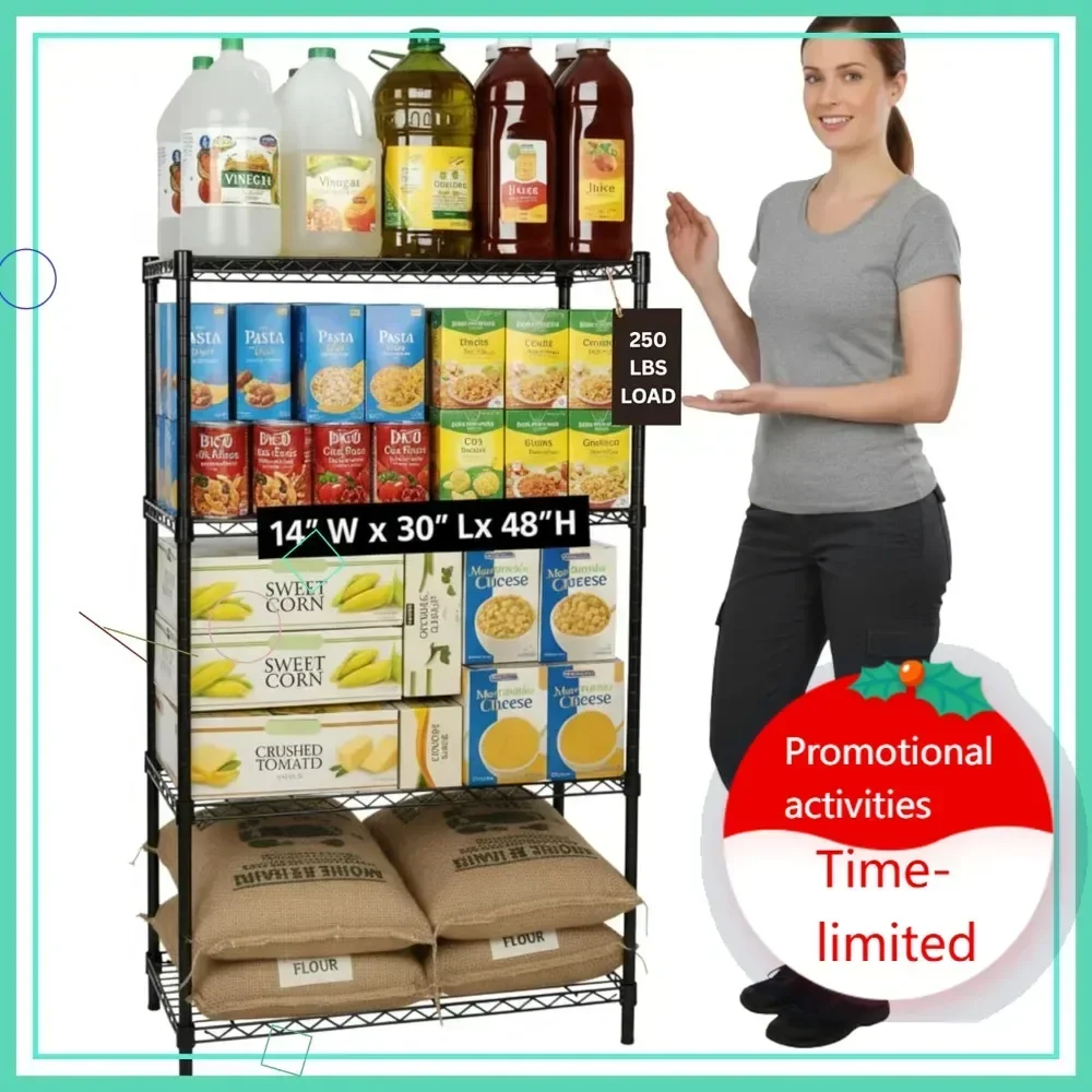 

Hot sales4 Tier Heavy Duty Wire Shelving Unit, 14"W x 30"L x 48"H Storage Rack for Garage Pantry Closet Organization