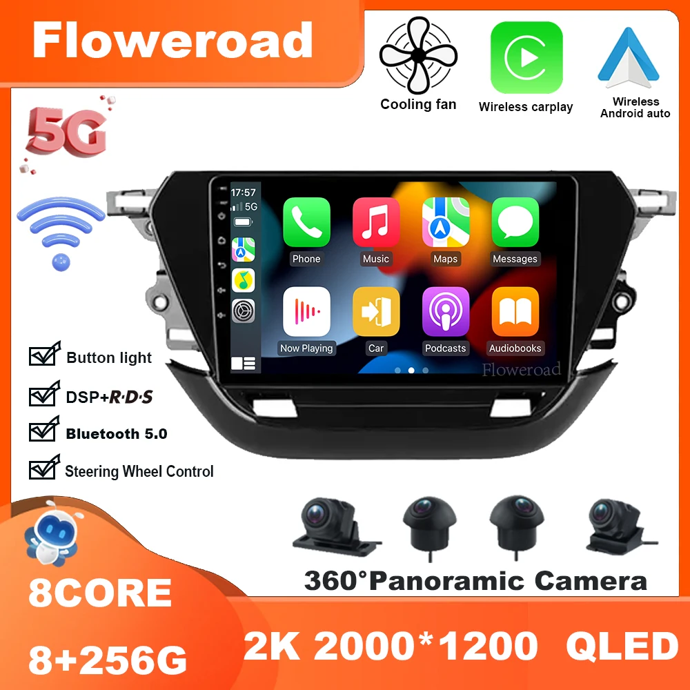 For Opel Corsa F 2019-2023 Android13 Car Radio Multimedi Video Player Navigation stereo Carplay Auto 5GWiFi BT5.0 GPS DSP