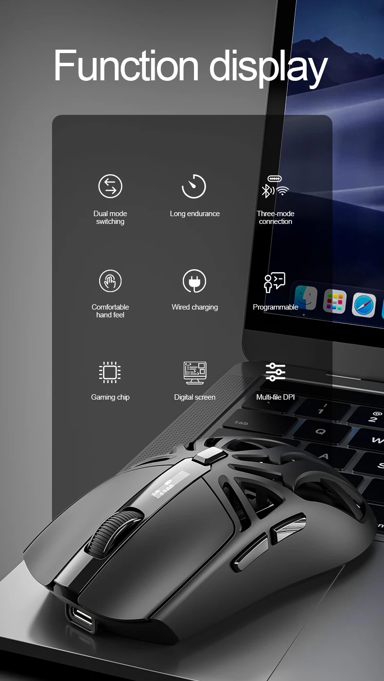 SMAILWOLF RS8 Bluetooth Kabellose 2,4G Gaming-Maus Drei-Modus Leichtgewicht PAW3311 E-Sports-Spiel 1K Rücklaufrate 10000DPI Computer – Detail 3