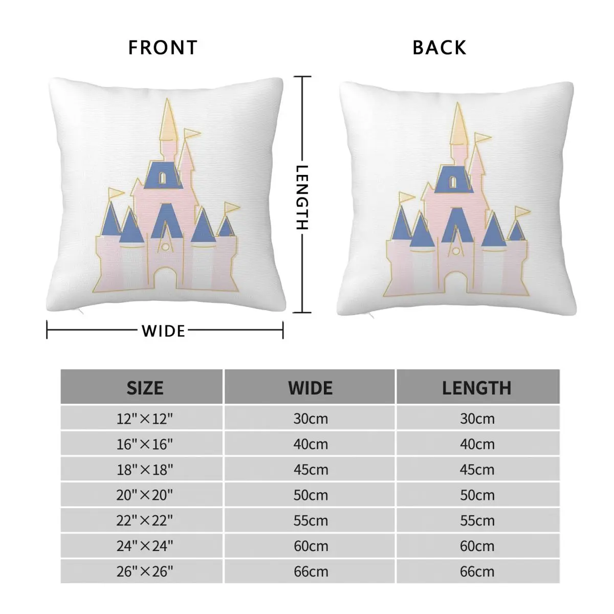 Castle Magic Kingdom Square Pillowcase Polyester Linen Velvet Printed Zip Decorative Throw Pillow Case Home Cushion Case