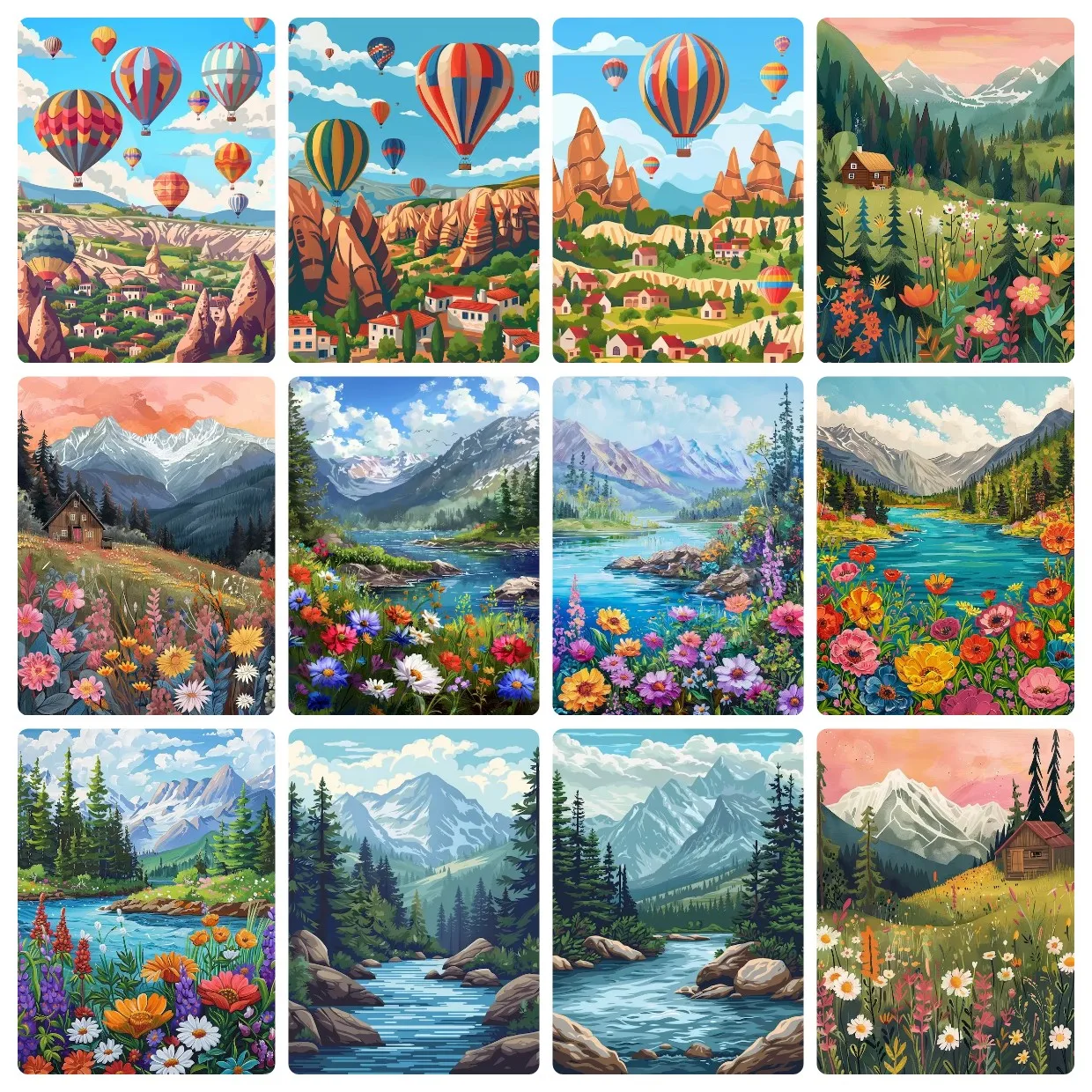 Kits de pintura al óleo por números, flores silvestres del valle alpino, lienzo para dibujar por números, imágenes DIY por números, decoración del hogar