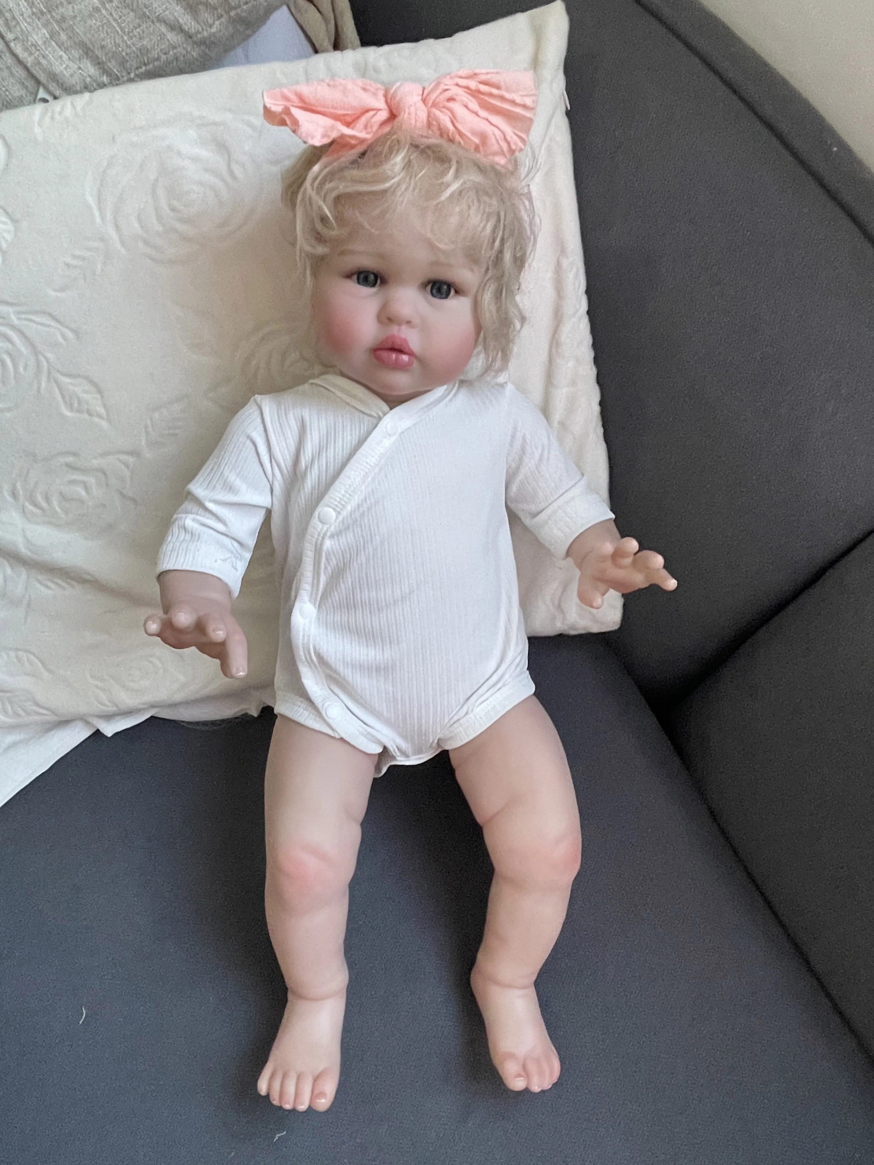 22 pollici realistica bambino bambola rinata corpo in tessuto morbido bel neonato Ellie strati multipli pittura vene visibili capelli radicati a mano