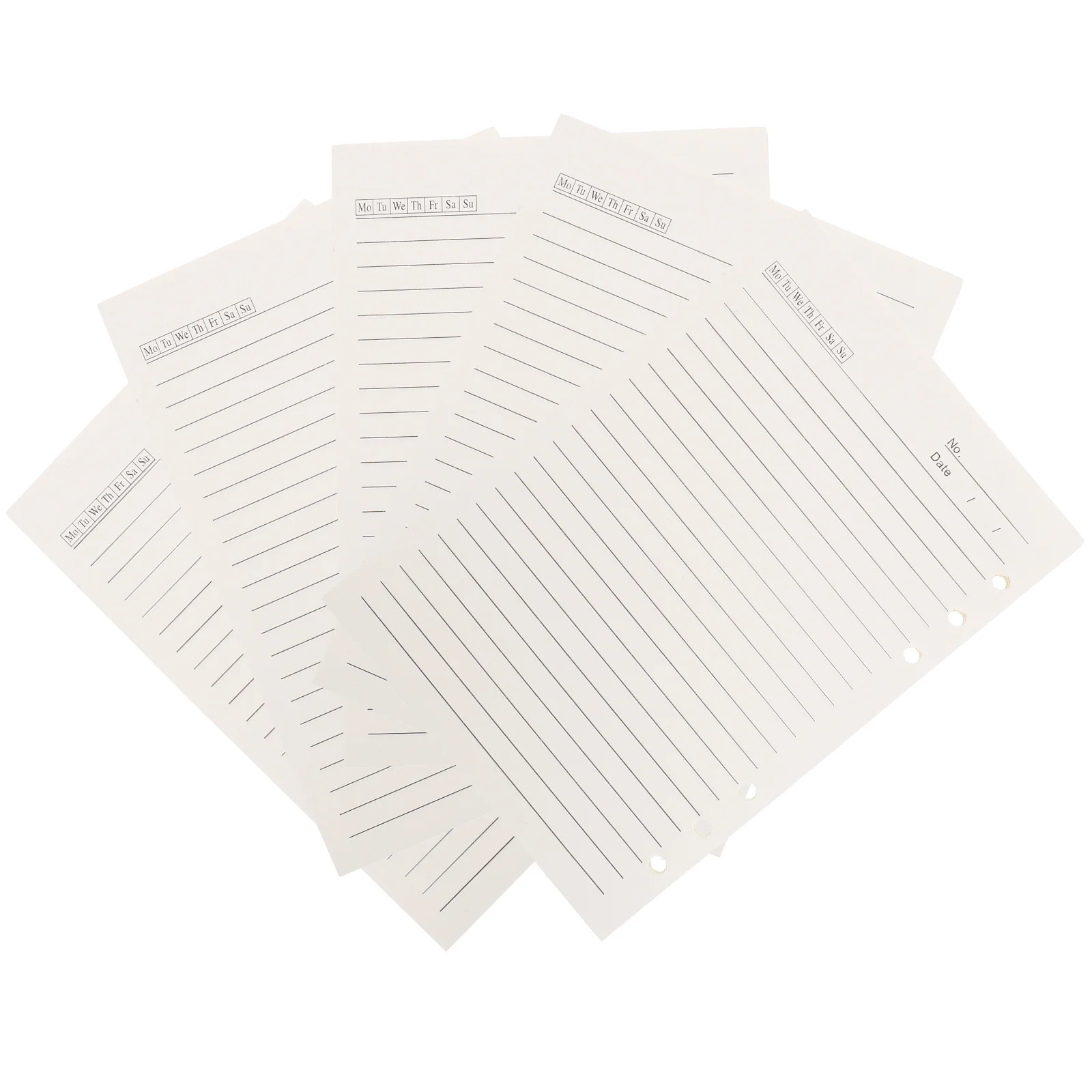 5 pçs 6 buraco a5 folhas soltas papel notebook substituição núcleo recargas superfície de escrita suave para diários a5 recarga papel