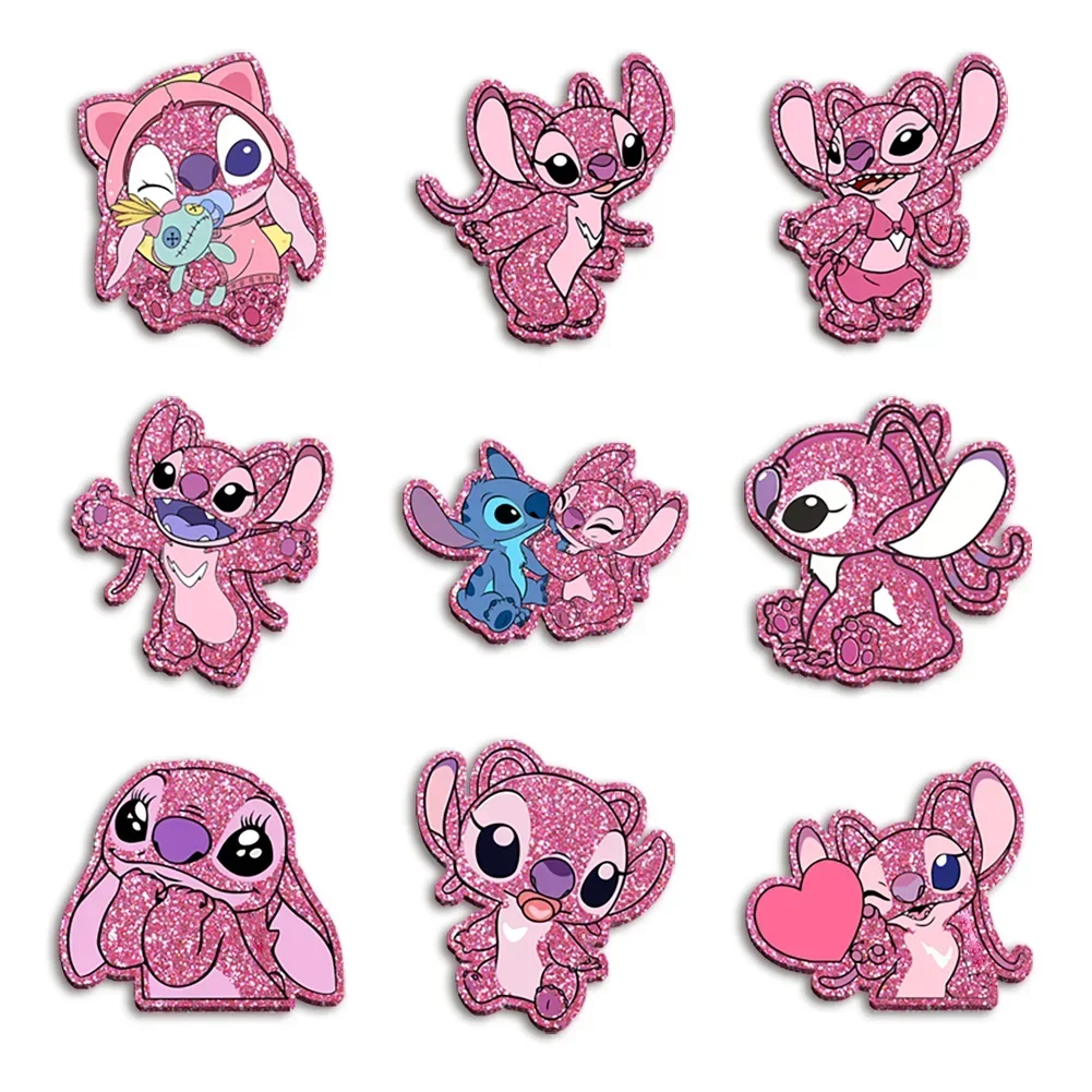 Disney ponto ângulo glitter acrílico flatback cabochão scrapbook carretel crachá para diy caso de telefone arco de cabelo artesanato suprimentos