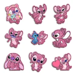 Disney Stitch Angle Glitter Acrylic Flatback Cabochon Scrapbook Reel Badge For DIY Phone Case Hair Bow Craft Supplies