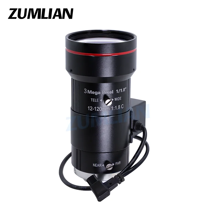 ZUMLIAN 12-120mm CCTV Lens 1/1.8 Inch C-Mount Varifocal Lens Auto-Iris F1.8 for Security Surveillance Cameras 3Megapixels