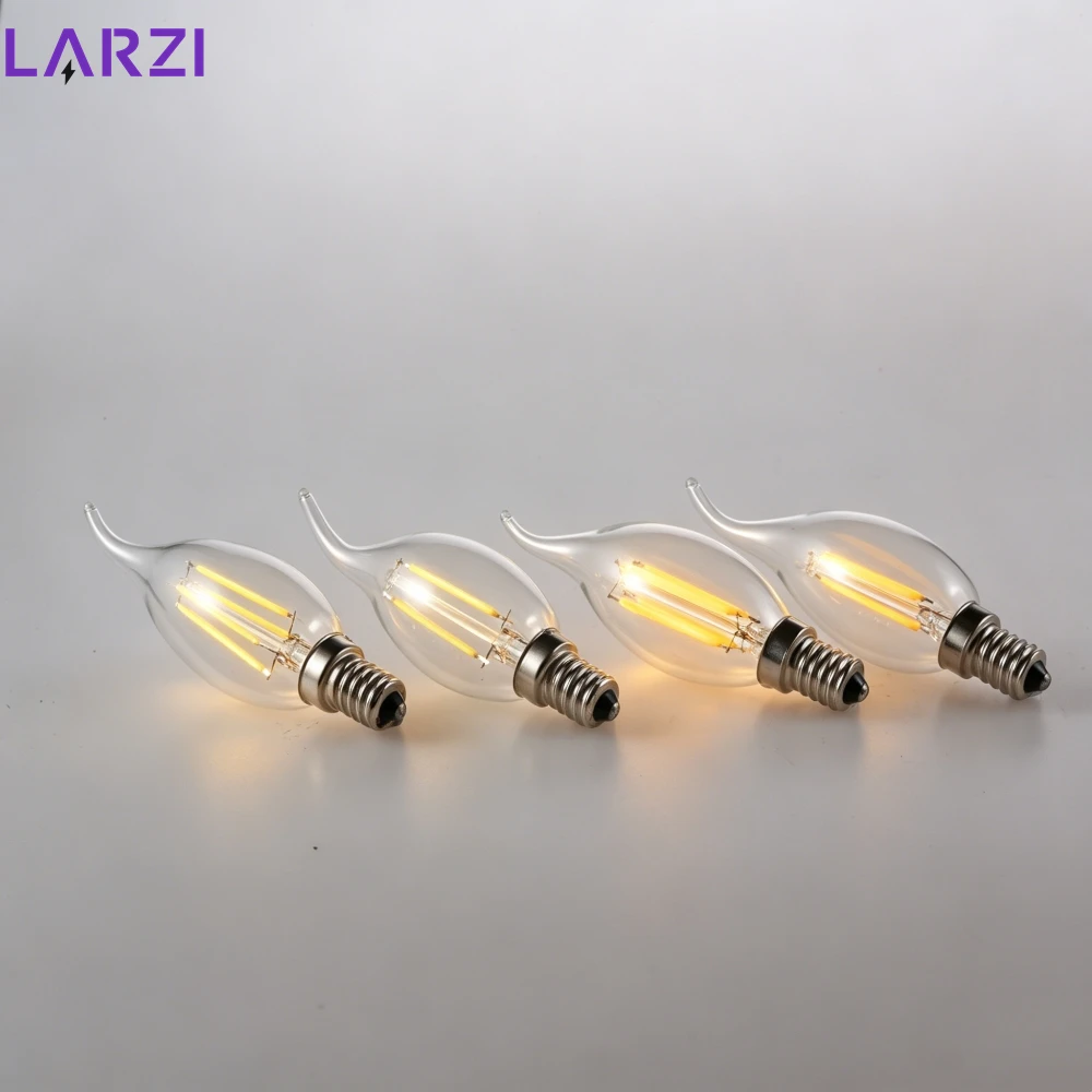 6-24pcs LED Edison Filament Candle Blubs Light C35 C35L 2W 4W 6W 8W Cold Warm White Lampada E14 220-240V for Crystal Light