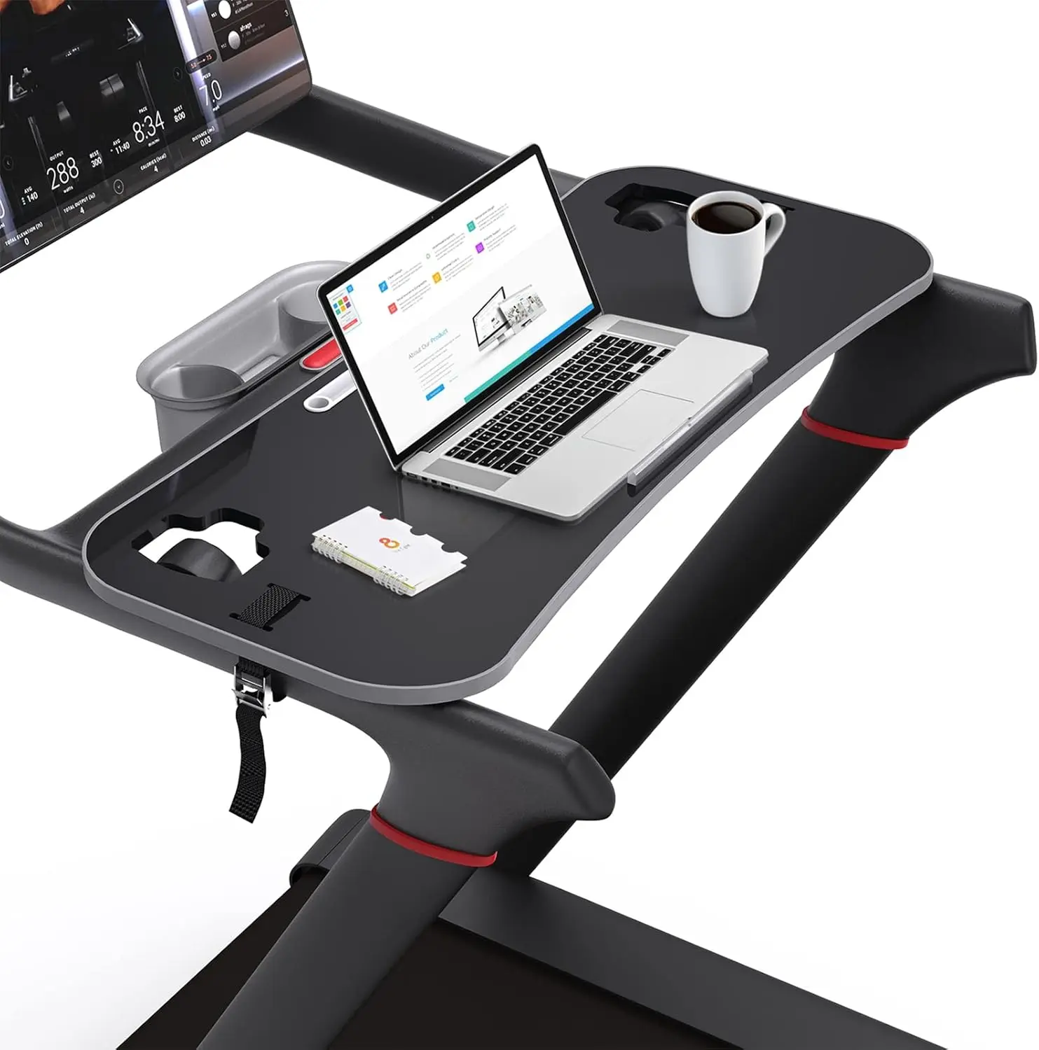 Universal Treadmill Desk Attachment, Ergonomic Laptop Stand with Cooling Holes and Tablet Holder, Heavy Duty Platform for Home Office Workout
