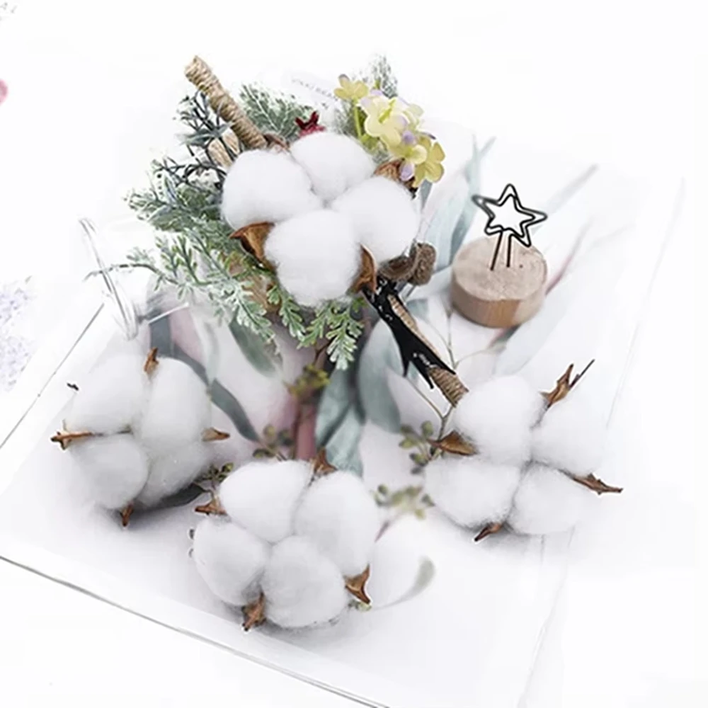 5 flores artificiales bolas de algodón falsas flores de Navidad Decora flores guirnaldas boda casa habitación decoración marco de fotos adorno de regalo