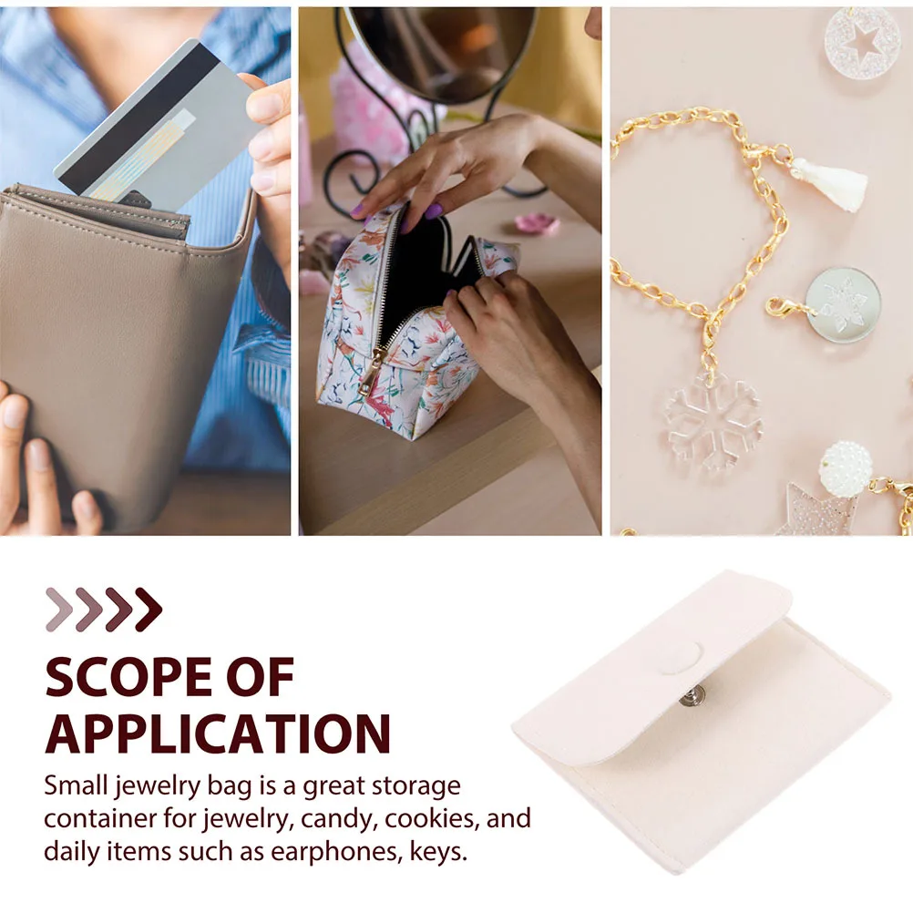 

2pcs Small Jewelry Bag With Snap Button Pouch For Necklaces Bracelets Rings Earrings Storage Gift Packaging Bag Jewelry Pouches