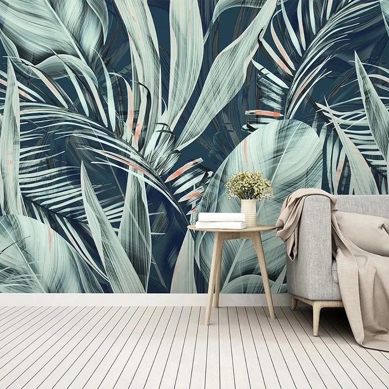 Custom Home Decor Photo Mural Tropical Plant Leaf Pattern Wallpaper Living Room Bedroom Dinning Room Wall Background Painting 3D