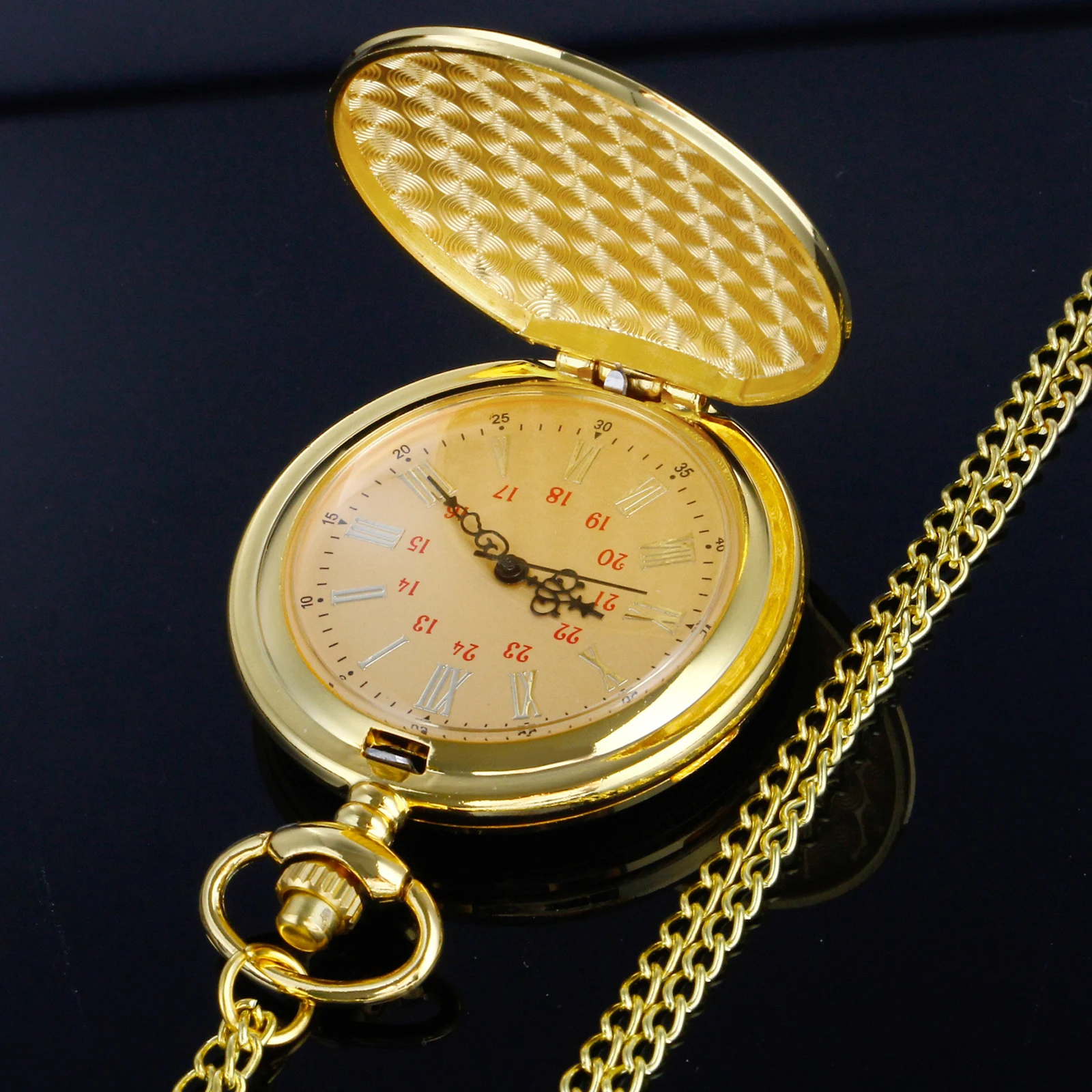 The Best Gift for My Husband: Gold Quartz Pocket Watch Vintage FOB Chain Men's Gentleman Fashion Pendant Necklace Decoration