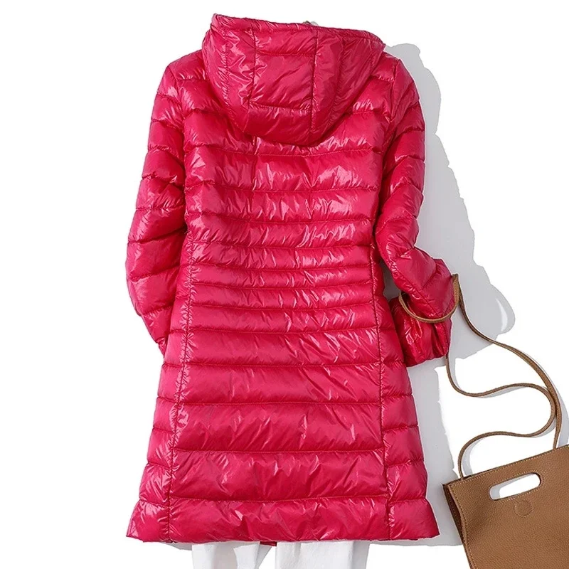 0-10℃ Women Puffer Jackets Ultralight Duck Down Jacket 2025 Autumn Winter Portable Hooded Parka Coat Windproof Outwear 6XL 7XL