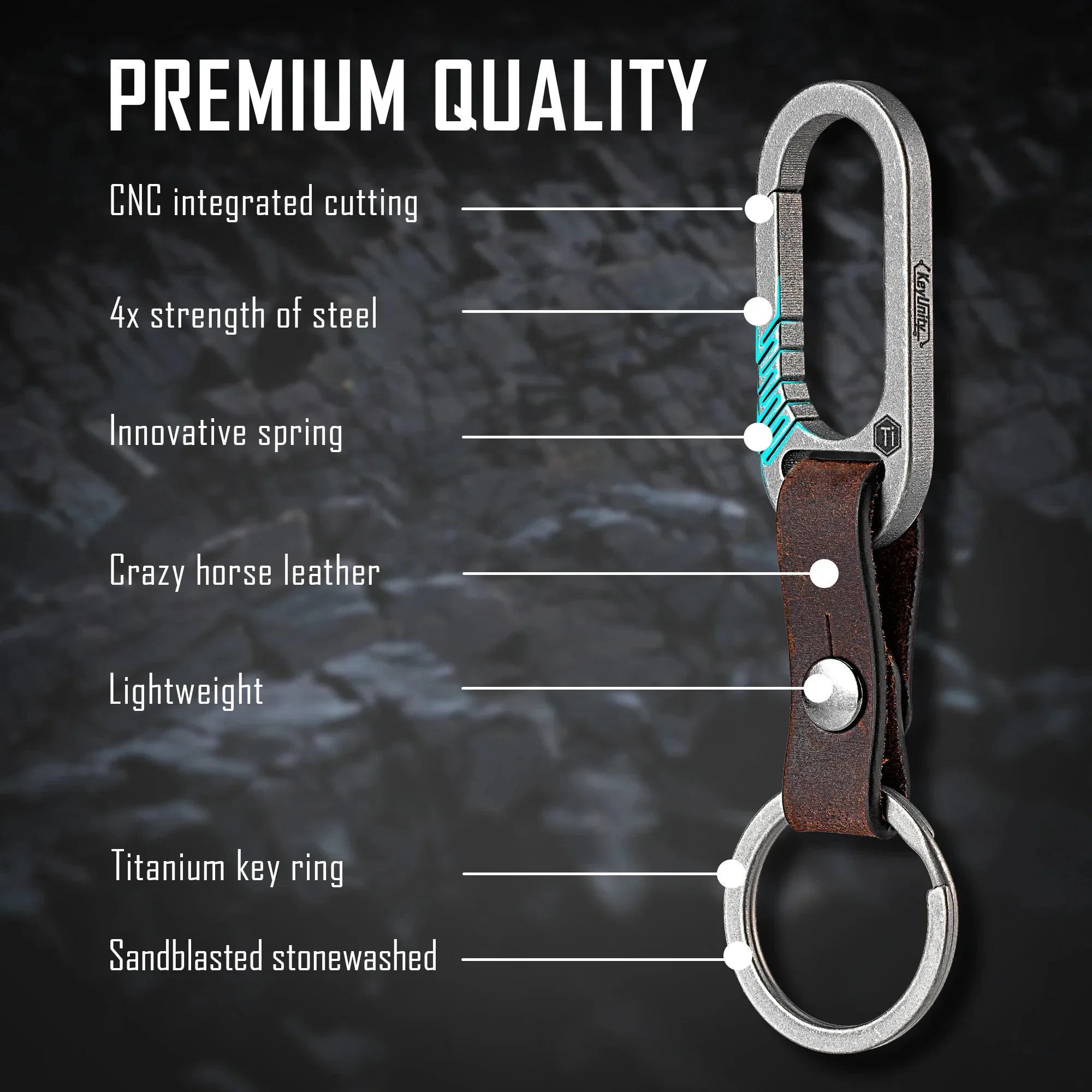 keyunity KM24SW Carabiner Leather Keychain Holder