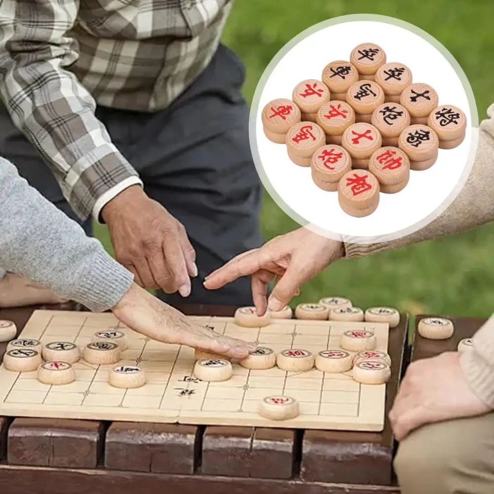 Wooden Chess Pieces Traditional Chinese Xiangqi Chess Set with Wooden Pieces Plastic Board Strategy Game for Teens Adults Travel