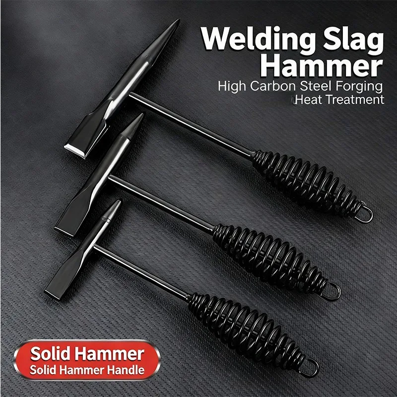 

Welding Forged Slag Hammer High Carbon Steel Chipping Hammer Removal Hammer with Spring Grip for Welder Workshop Welding Tool