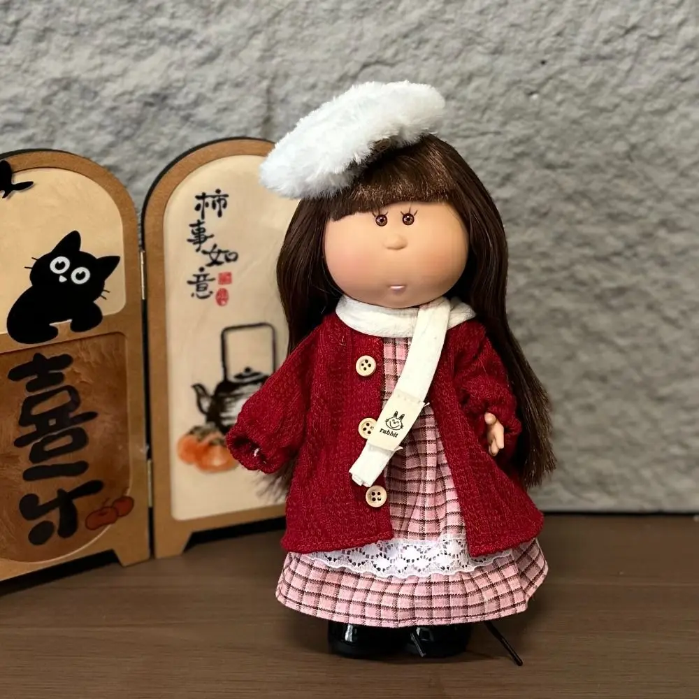 

Girls Curly Hair 24cm Bean Eye Vinyl Dark Skin Movable Mia Potato 24cm Dress Up Action Figure Body DIY