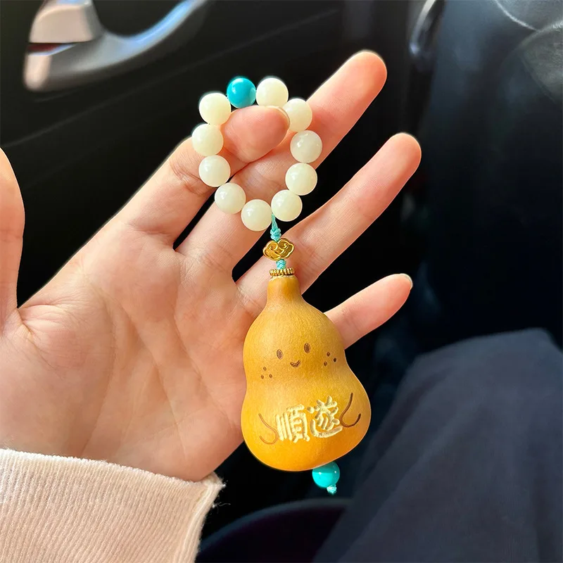 Natural Gourd Handheld Palm Bead Stress Relief Fidget Ornament Keychain Bag Charm Pendant Versatile Carryable Accessory Everyday view 6