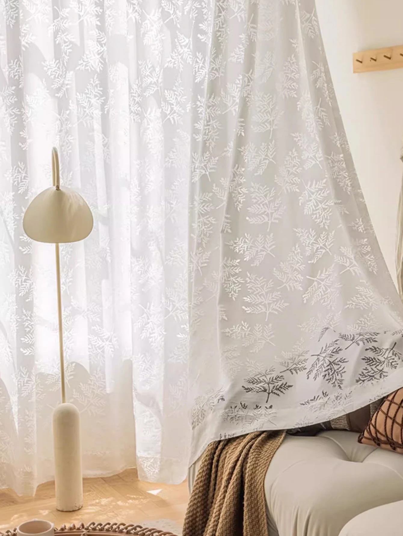 Jacquard  Tulle Curtain Jacquard weave Countryside Vintage Sheer Curtain for House Living Room Bedroom All Season