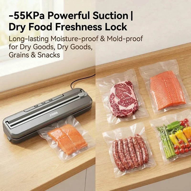 Vacuum Sealing Machine Household Food Packaging Preservation Machine Kitchen Vacuuming Strong Suction Food Vacuum Sealer