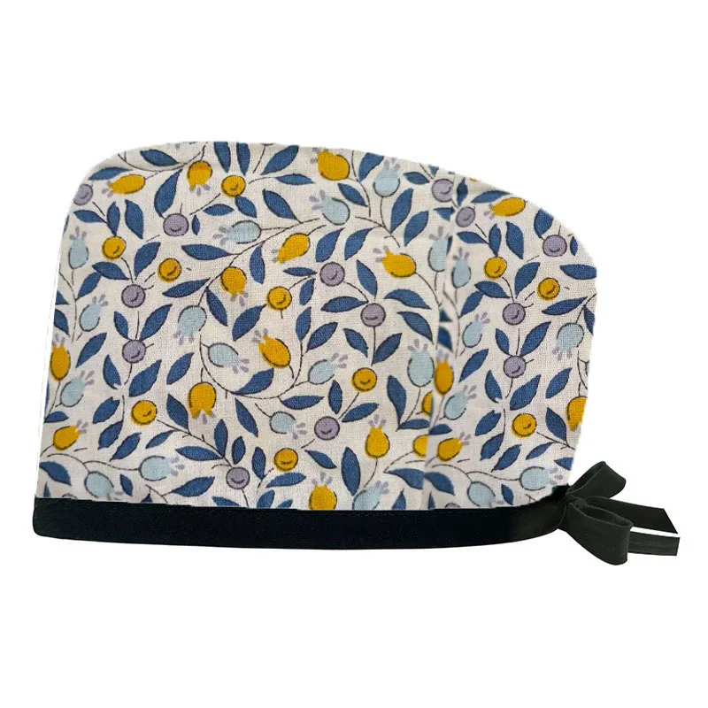 Gorra de algodón con estampado de dibujos animados para hombre y mujer, gorro quirúrgico ajustable para salón de belleza, enfermería, venta al por mayor