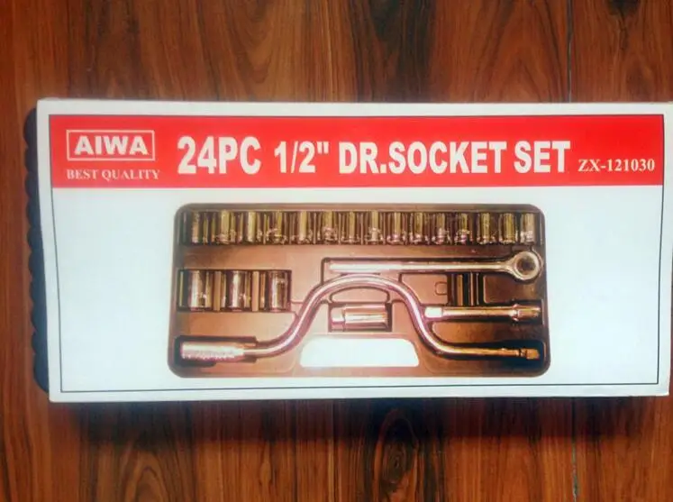 24Pcs Dopsleutel 1/2 "H Handvat 5Inch Staaf 21Mm Spark Socket Hand Rocker Auto Reparatie Tool kit Geen. B1236