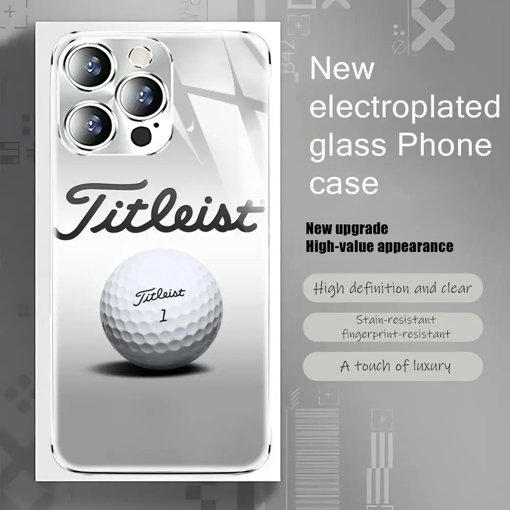 Sport Golf Ball T-Titleists Phone Case For iphone 17 16 15 14 13 12 Pro Plus Max New Electroplated glass Case view 4