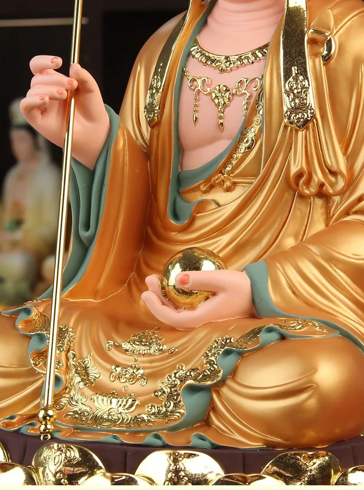 Wholesale Buddhism figure ksitigarbha bodhisattva buddha HOME temple clan hall protection Propitious Prosperity safety statue view 6