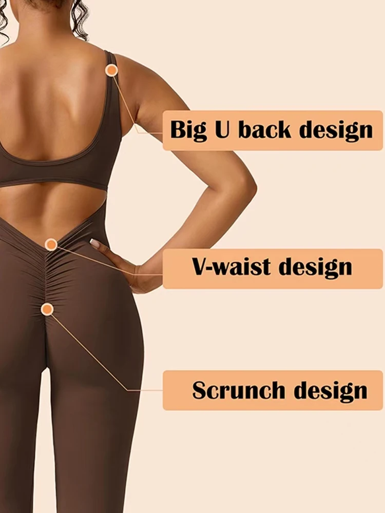 Lente Zomer Nieuwe Dames Slim Fit U-hals Backless Mouwloos Yoga Sportkleding Hip Lifting Eendelig Sexy