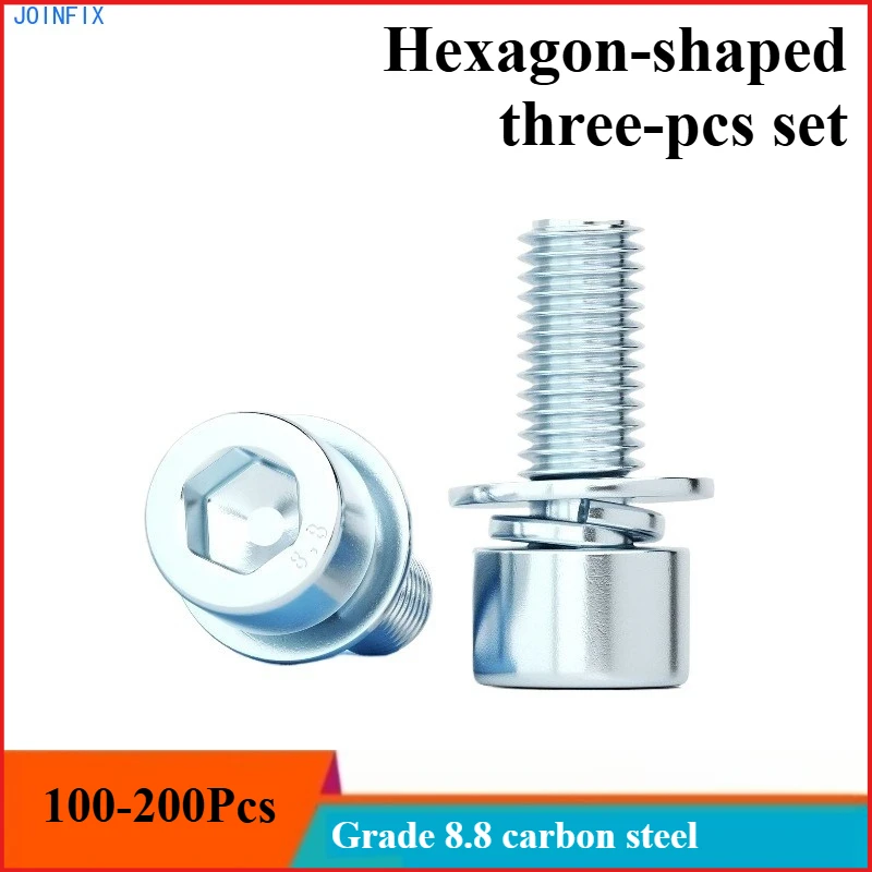 

8.8 grade high-strength galvanized hexagonal three-combination screw bolt triple flat pad screw