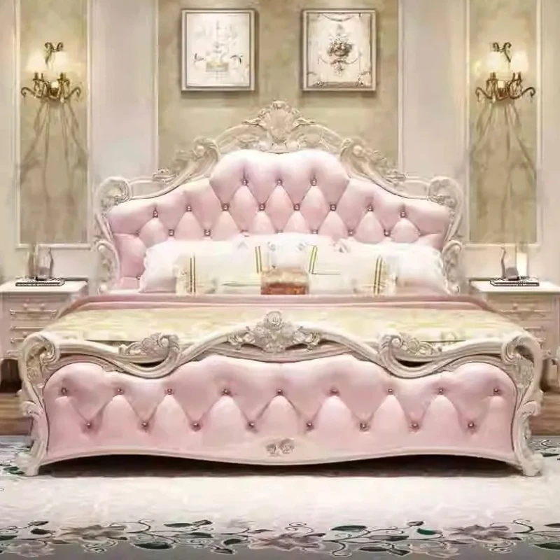 Master Modern Luxury Bed European Large Style Bedding Floor Bed Double Design Headboard Letto Matrimoniale Bedroom Furniture