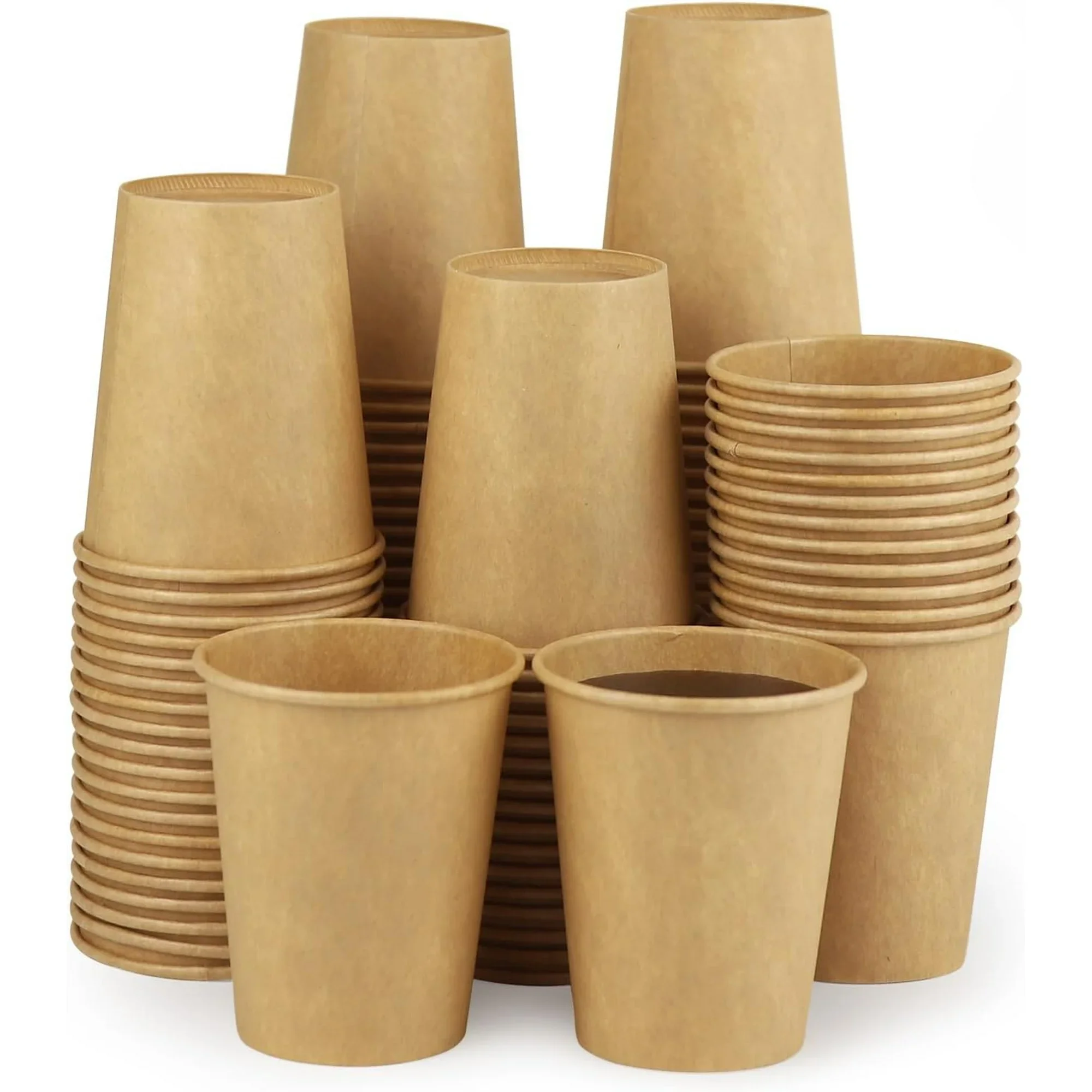 50 Pack 8 oz Kraft Paper Cups:Disposable Paper Coffee Cups for Hot/Cold Beverage Party Home Office Coffee Cups Beverage Drinking