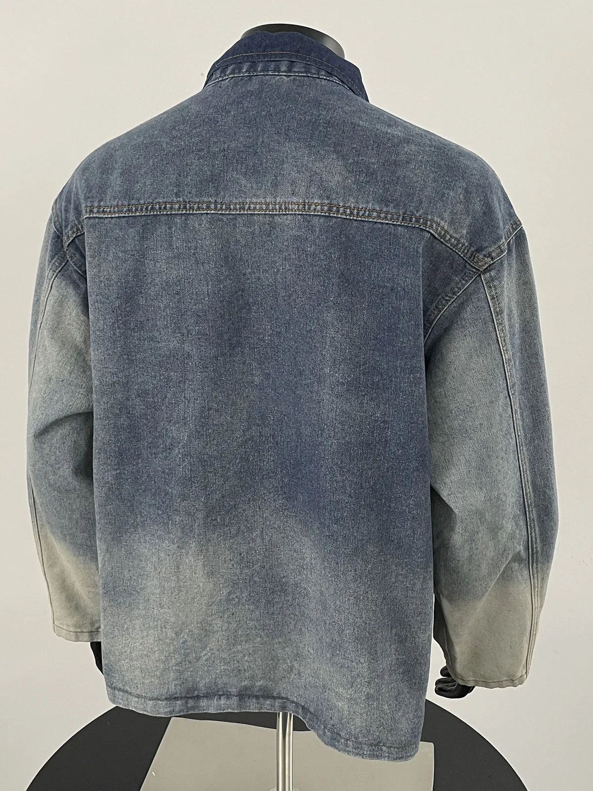 

Waed Vintage Chinese Sle Denim Jaet Loose Fit Men's Outerwear Youth Trendy Long Sve Collar Jaet for Autumn