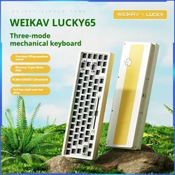 Klawiatura mechaniczna WEIKAV Lucky65 aluminiowy zestaw trzy tryby Bluetooth bezprzewodowa uszczelka hotswap RGB Gaming klawiatura dostosowuje