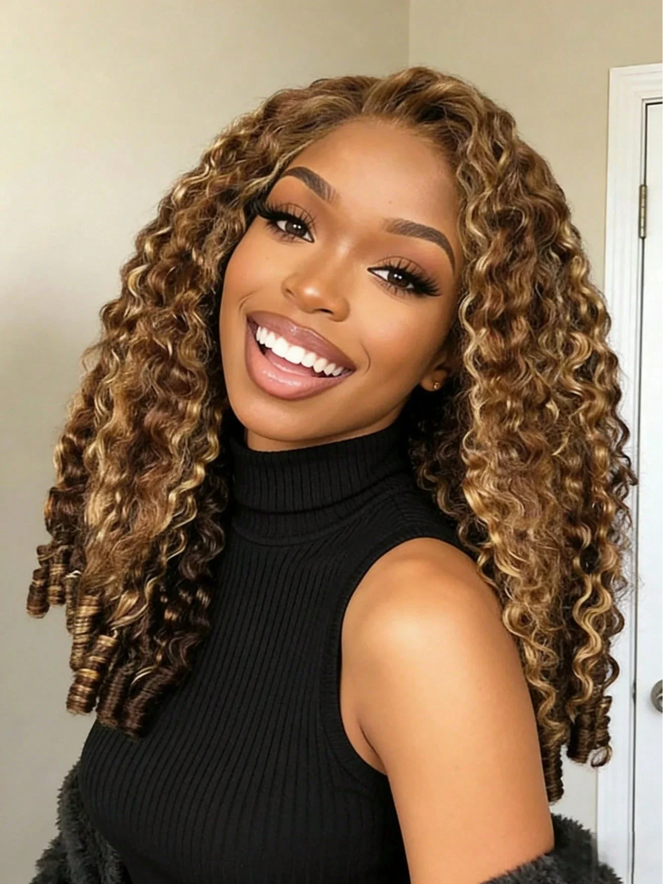 3-in-1 Machine Burmese Curly Half Wig Human Hair Drawstring P427 Highlight Wear And Go Glueless Half Head Wigs For Women 16-38 Inch Genuine