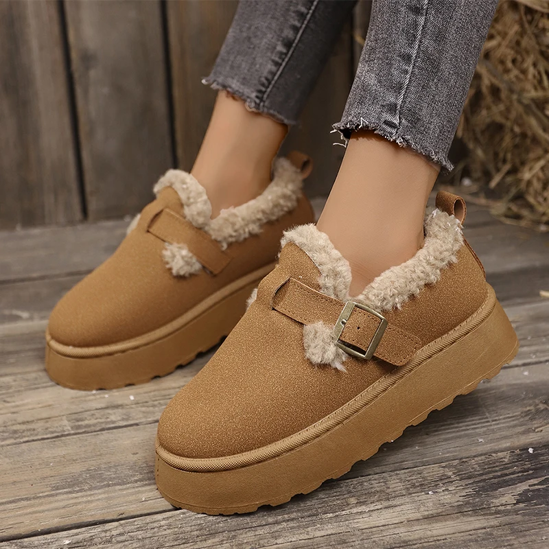 

Women Flats Cotton Snow Boots Suede Fashion Warm Platform Shoes New Trend Walking Short Plush Casual Femme Zapatos