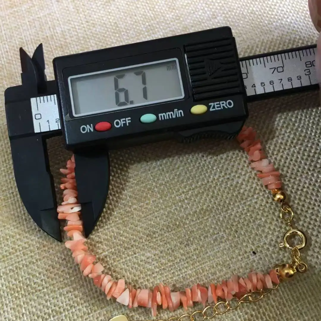 Natural Precious Coral Loose Stone Beaded Strand Adjustable Chain Bracelet Real Pink Organic Gemstone String Boho Fine Jewelry