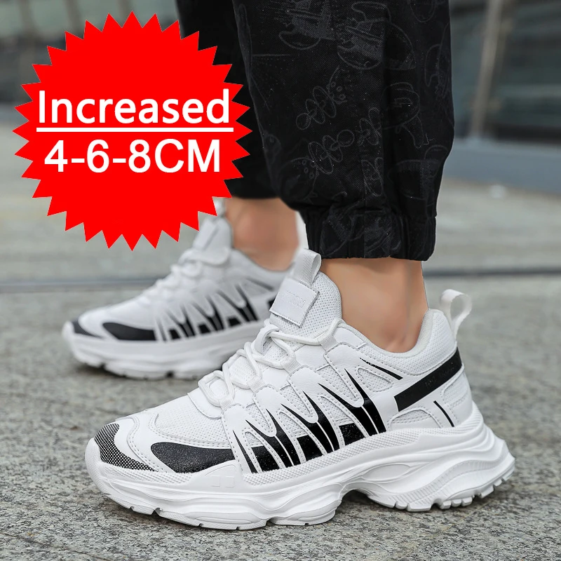 

Lift Sneakers Man Elevator Shoes Height Increase Insole 8cm Breathable Taller Shoes Men Leisure Fashion Comfortable Sports Shoes