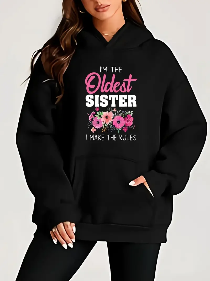 

Толстовки с графическим узором Big Sister, модные женские повседневные топы с круглым вырезом большого размера, 550 г/м2, Kpop Demon Hunter