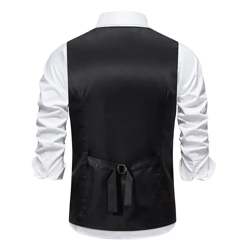 Ретро жилеты Формальный жилет Смокинг Жилеты Мужской костюм Жилет Однотонный однобортный с v-образным вырезом без рукавов